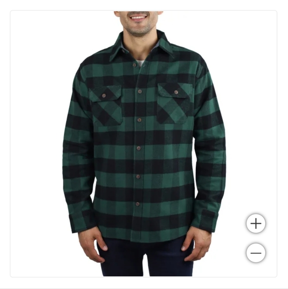 New Jachs Men’s boys Flannel Shirt + Thermal, 2-pack Size M Medium Green NWT NIB - Picture 2 of 5